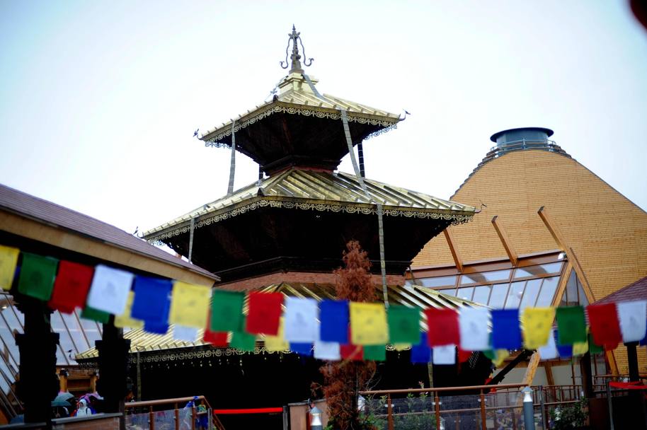 La struttura del padiglione nepalese (Ansa)
